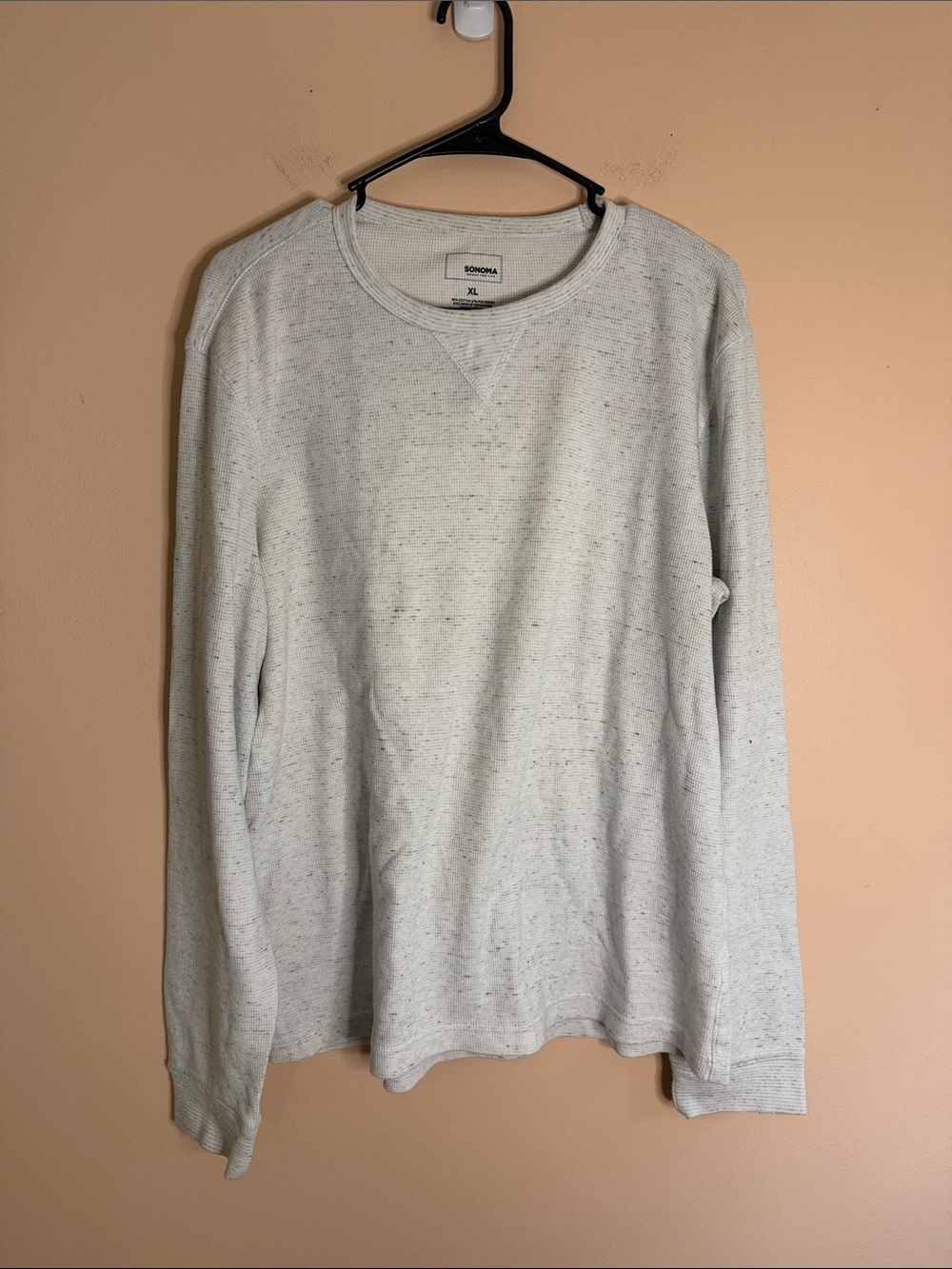 Sonoma Heather Light Gray Speckled Long-Sleeve Crewneck Shirt